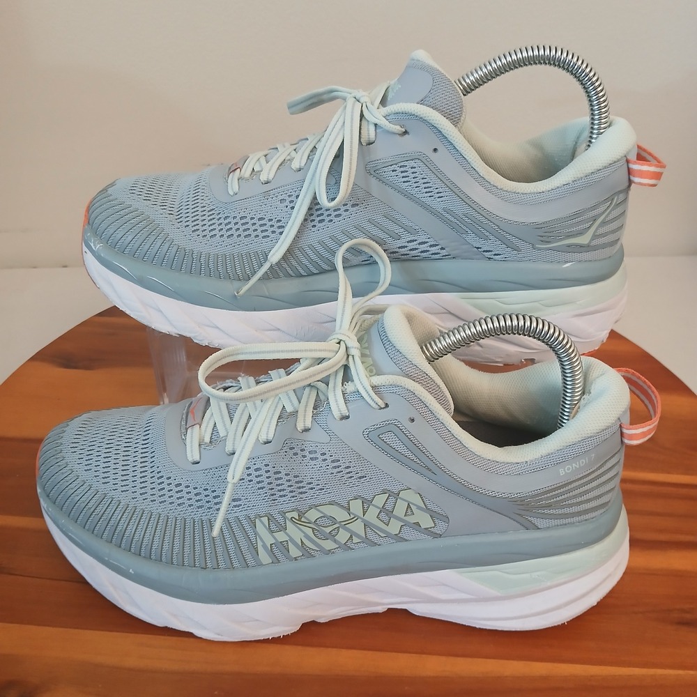 Hoka One One Bondi 7 Womens 8 Blue Running Shoes Sneakers 1110519 BFBG